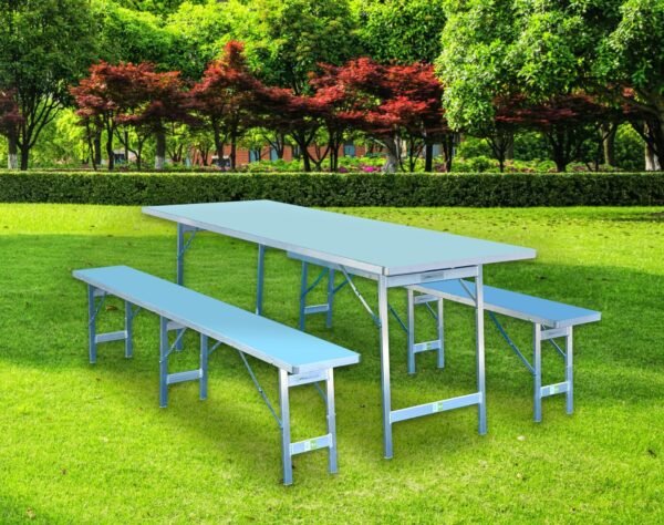 Set de table et bancs aluminium – Image 2